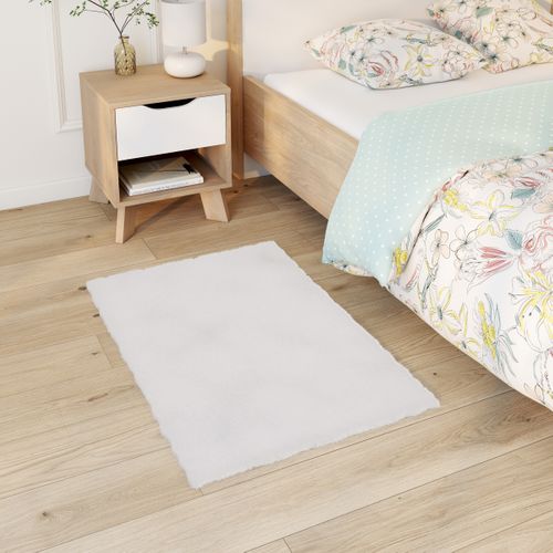 Tapis 60x90 cm TEDDY Blanc vue d'ambiance 1