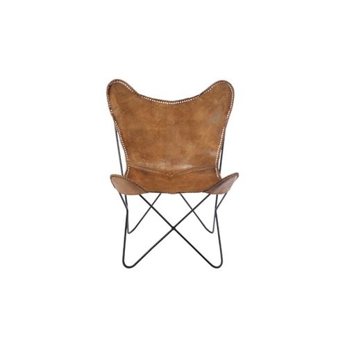 Fauteuil Design En Cuir "papillon" 73cm Marron