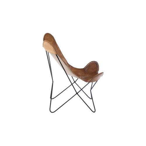 Fauteuil Design En Cuir "papillon" 73cm Marron