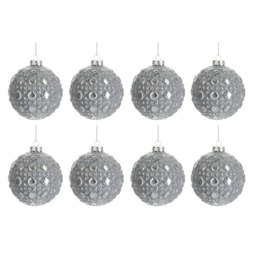 Lot De 8 Boules De Noël "antique Ronde" 8cm Gris