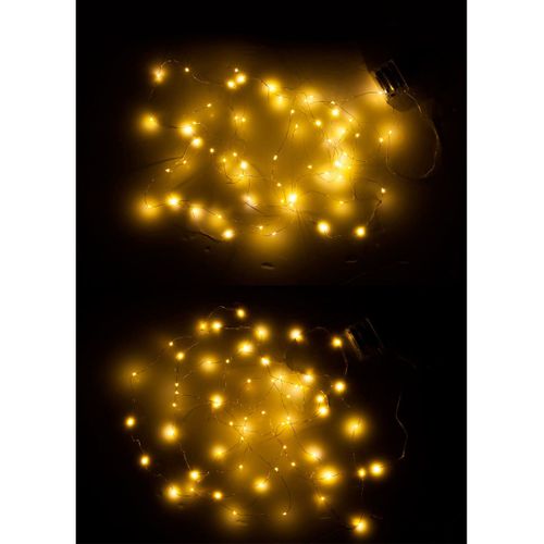 Lot De 2 Guirlandes Lumineuses "60 LED Blanc Chaud" 8cm Argent et Doré