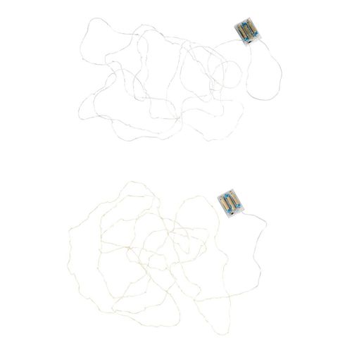 Lot De 2 Guirlandes Lumineuses "60 LED Blanc Chaud" 8cm Argent et Doré