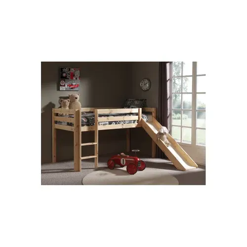 Lit Enfant Avec Toboggan "pino" 90x200cm Naturel