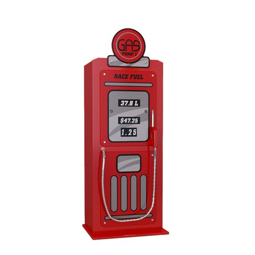Pack - Lit Enfant "pompier" et Armoire 1 Porte "pompe À Essence" Rouge