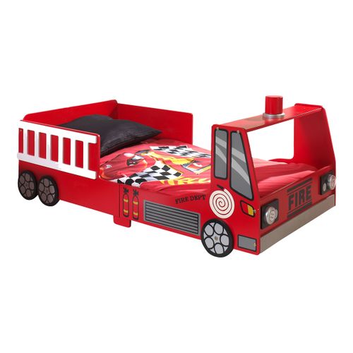 Pack - Lit Enfant "pompier" et Armoire 1 Porte "pompe À Essence" Rouge