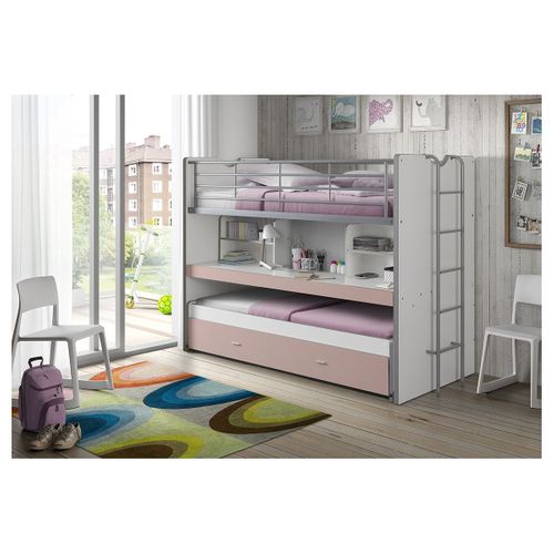 Lit Superposé Enfant "bonny" 90x200cm Rose