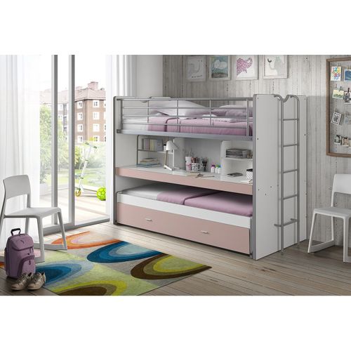 Lit Superposé Enfant "bonny" 90x200cm Rose