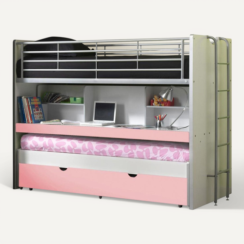 Lit Superposé Enfant "bonny" 90x200cm Rose