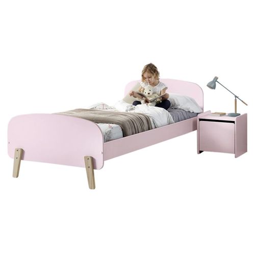 Lit 90x200 Et Chevet 1 Porte Kiddy - Vieux Rose