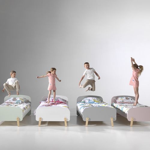 Lit 90x200 Et Chevet 1 Porte Kiddy - Vieux Rose