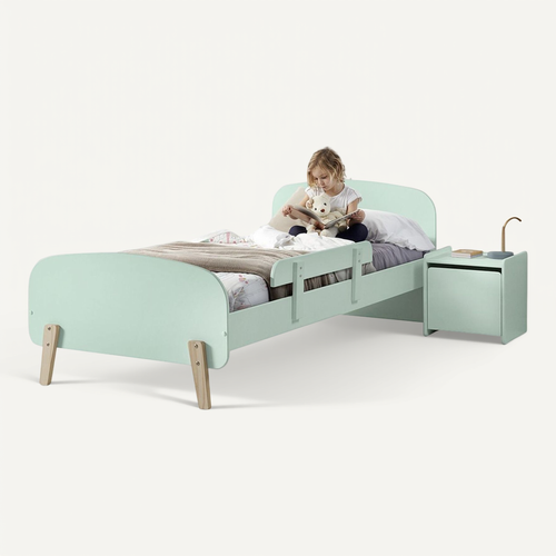 Pack - Lit Enfant, Barrière et Chevet "kiddy" 90x200cm Vert Menthe