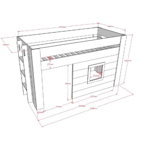Lit Cabane 90x200 Sommier Inclus Noah - Blanc