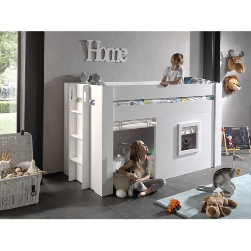 Lit Cabane 90x200 Sommier Inclus Noah - Blanc