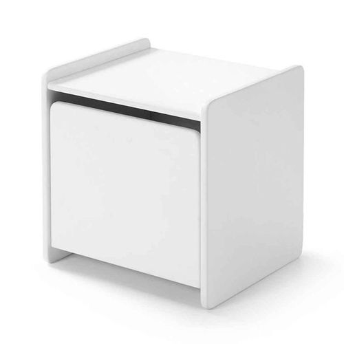 Lit 90x200 - Chevet 1 Porte Et Commode 3 Tiroirs Kiddy - Blanc