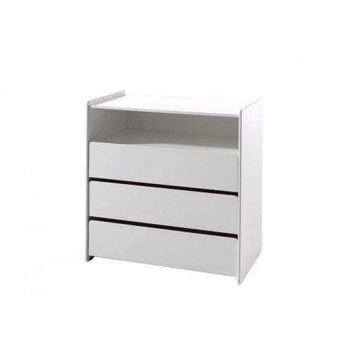 Lit 90x200 - Chevet 1 Porte Et Commode 3 Tiroirs Kiddy - Blanc