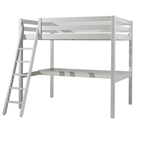 Lit Mezzanine 140x200 Sommier Inclus Et Bureau Pino - Blanc