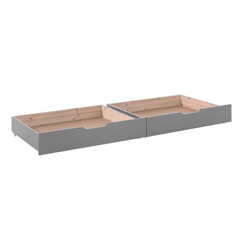 Lit Enfant Superposé En Bois Massif 90x200cm - Avec Escalier Et Meubles De Rangement Gris 84236162