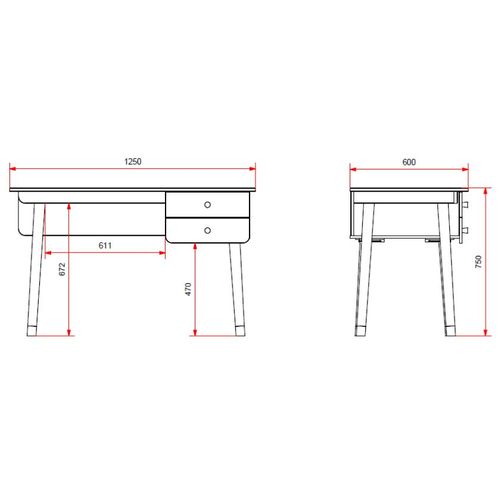 Bureau 2 Tiroirs Billy - Blanc