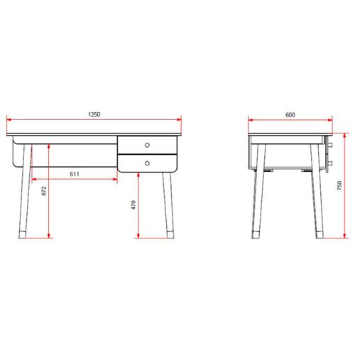Bureau 2 Tiroirs Billy - Blanc