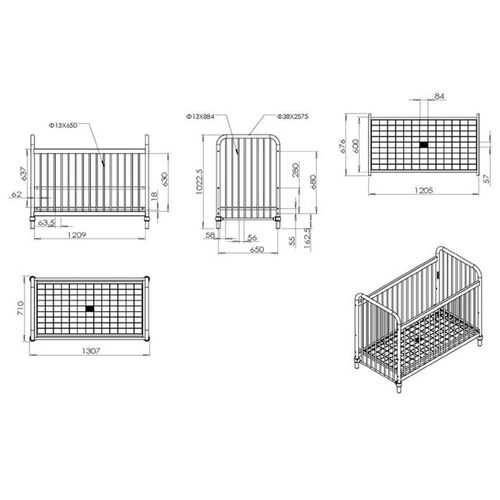 Lit Bébé 60x120 By Vipack Bronxx - Rose Mat