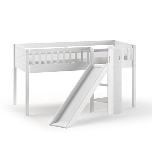 Lit Mi-hauteur 90x200 Toboggan Sommier Inclus Scott - Blanc