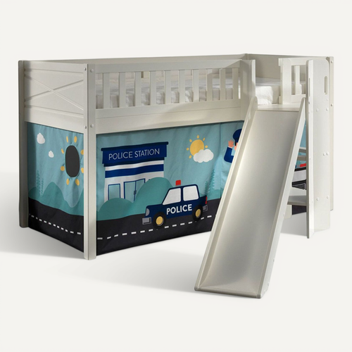 Lit Enfant Toboggan et Tente "scott Police" 90x200cm Blanc