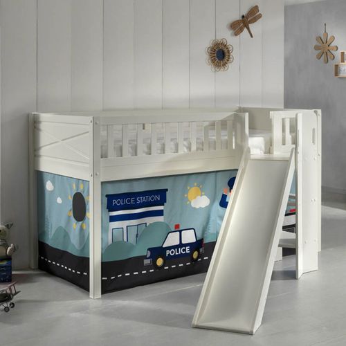 Lit Enfant Toboggan et Tente "scott Police" 90x200cm Blanc