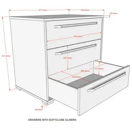 Commode Enfant 3 Tiroirs "sam" 67cm Chêne