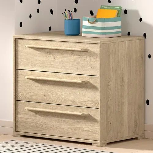 Commode Enfant 3 Tiroirs "sam" 67cm Chêne