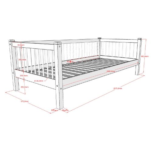 Lit Banquette Forrest 90x200cm Avec Barrière Et Tiroir De Lit - Bois De Hêtre
