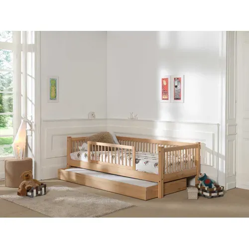 Lit Banquette Forrest 90x200cm Avec Barrière Et Tiroir De Lit - Bois De Hêtre