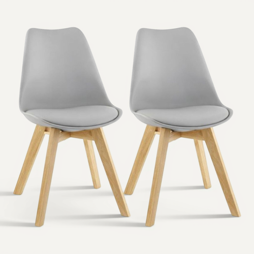 Lot De 2 Chaises Scandinaves Teki Chêne Massif Et Simili Gris