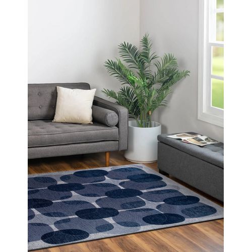 Tapis De Salon Moderne Tissé Plat Black Spice En Polyester - Bleu - 200x280 Cm