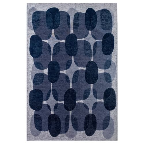 Tapis De Salon Moderne Tissé Plat Black Spice En Polyester - Bleu - 200x280 Cm