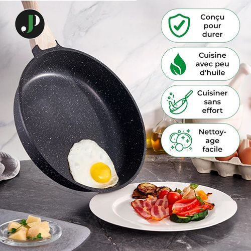 Poêle 20 Cm Avec Casserole Et Couvercle 18 Cm Noir - Tous Feux Dont Induction Just Perfecto Jl-43