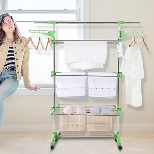 Séchoir Multifonctions 20m D'étendage Vert Herzberg Hg5015-green
