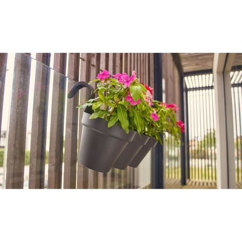 Pot De Fleur Miami Wavy 16cm Anthracite - Design Ondulé, Finition Mate - Résistant Gel Et UV, Fabriqué Au Portugal