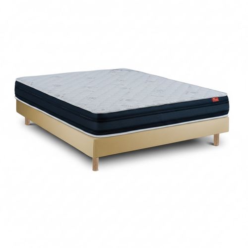 Ensemble Viscoflex  Et Sommier Beige - Sommier Avec Matelas, 140x190cm, épaisseur 22cm