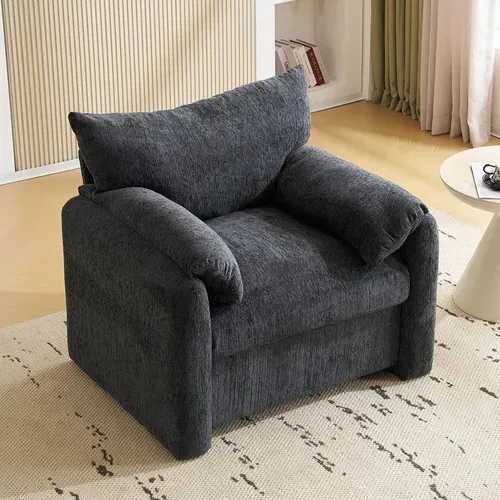 Design Moderne, Tissu Chenille, Fauteuil Surdimensionné, Chaise Décorative, Canapé Simple, Gris