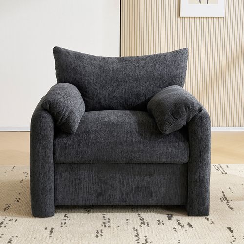 Design Moderne, Tissu Chenille, Fauteuil Surdimensionné, Chaise Décorative, Canapé Simple, Gris