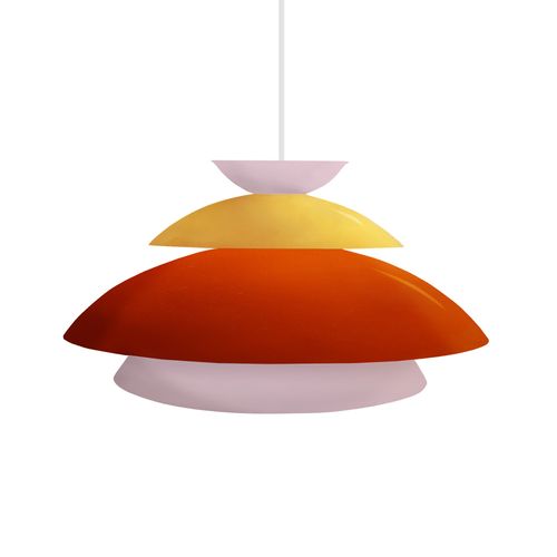 Grosse Suspension Métal Orange 38 Cm - Style Industriel Vintage Loft - Abat-jour