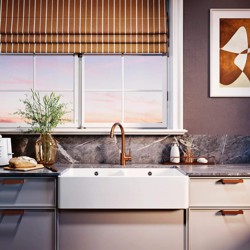 Évier Timbre D'office Céramique Blanc Sanindusa Farmhouse 2 Bacs 895x460