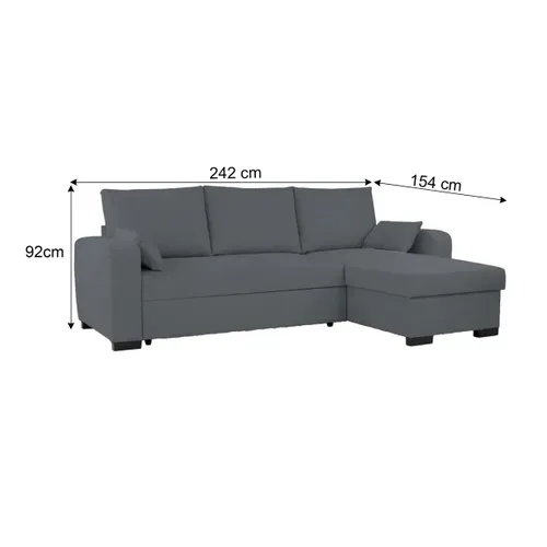 Canapé d'angle convertible BROADWAY II tissu anthracite