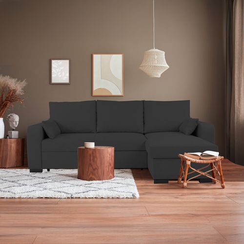 Canapé d'angle convertible BROADWAY II tissu noir