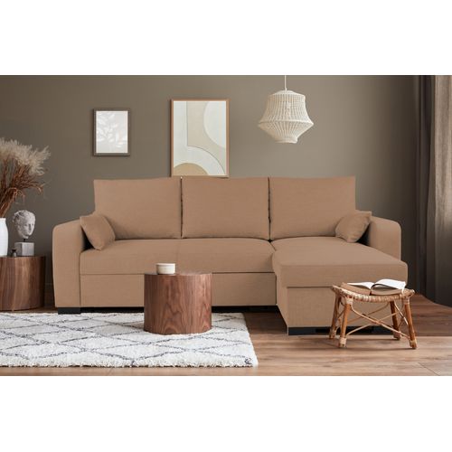 Canapé d'angle convertible BROADWAY II tissu terracotta