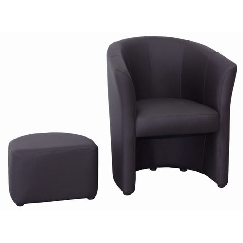 Fauteuil cabriolet et pouf CLAYTON PU gris anthracite
