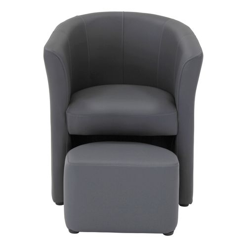 Fauteuil cabriolet et pouf CLAYTON PU gris anthracite