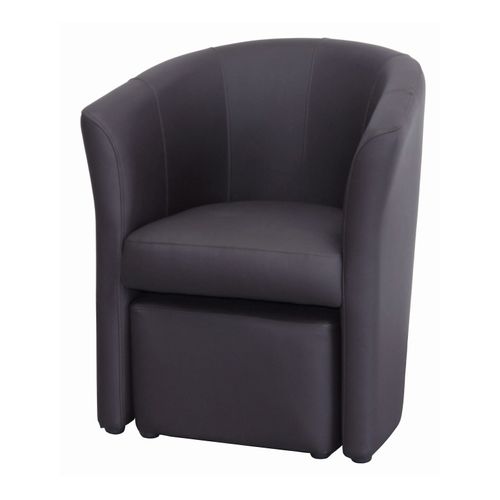 Fauteuil cabriolet et pouf CLAYTON PU gris anthracite