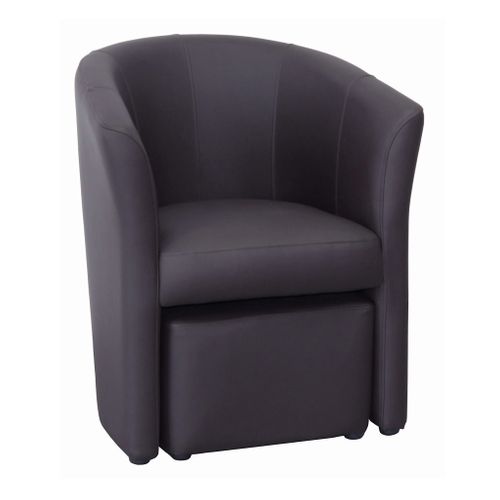 Fauteuil cabriolet et pouf CLAYTON PU gris anthracite