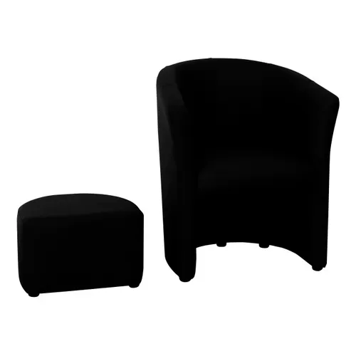 Fauteuil cabriolet et pouf CLAYTON PU noir